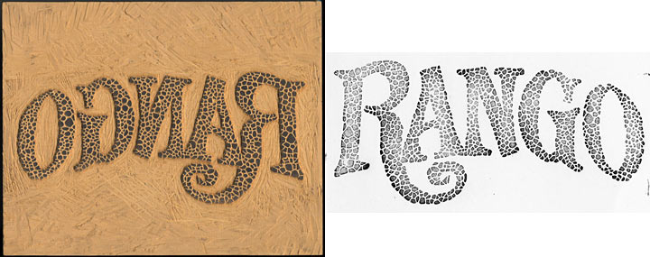 Rango logo woodcut
