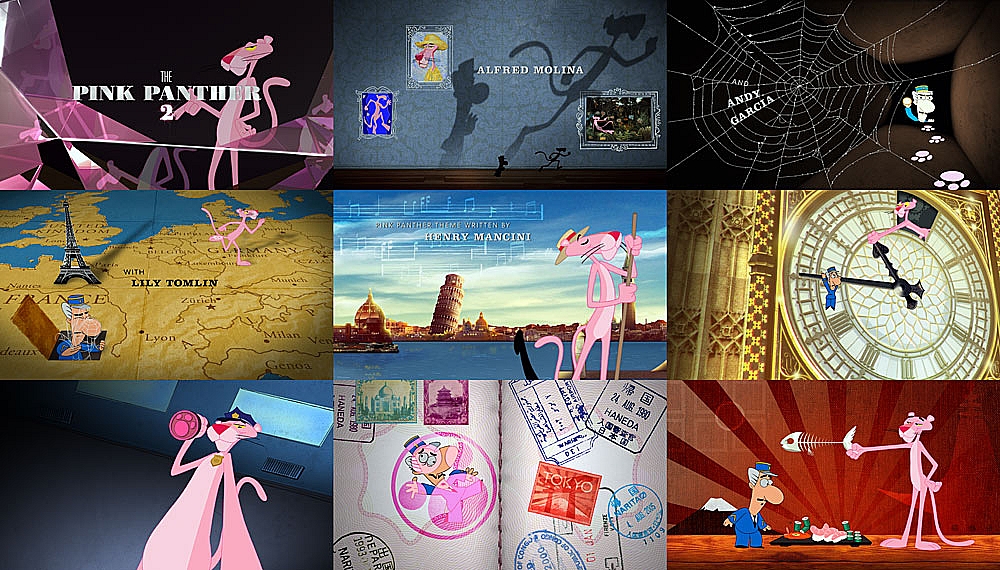 Stills from The Pink Panther 2 main title by Karin Fong Imaginary Forces