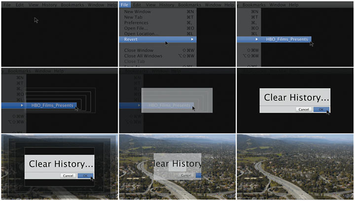 Clear History title sequence, storyboard